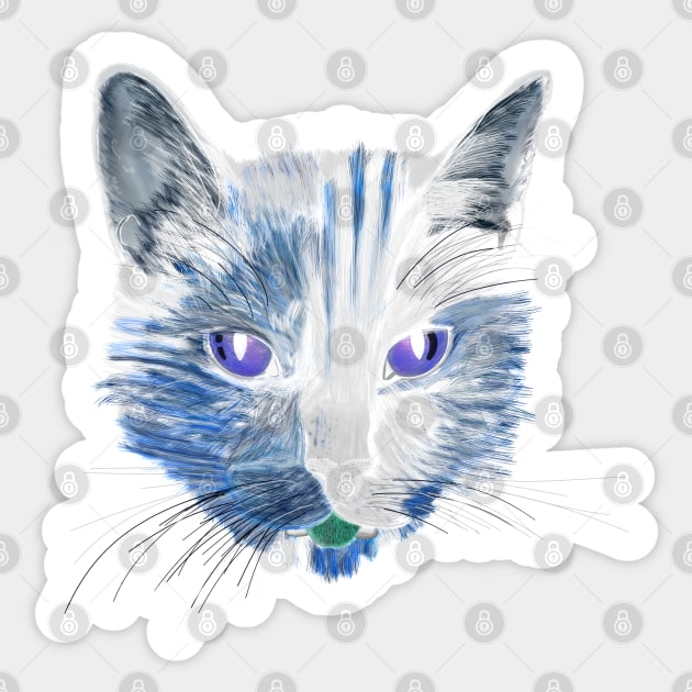 Tortoiseshell Cat Digital Art (Invert) Sticker by IgorAndMore